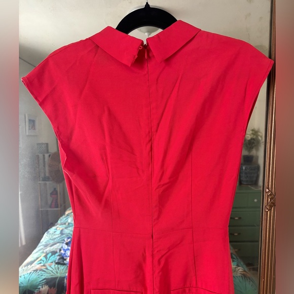 MNG Red Deep V Neck Wide Leg Jumpsuit - Picture 9 of 10